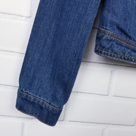 Womens Button Up Jean Jacket Sz M Med Wash Biker Moto Long Sleeve Highway Jeans - Picture 3 of 8